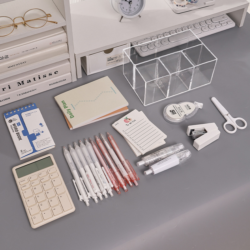 アクリルペンホルダー透明バケツオフィス本デスクトッププラスチック文房具分格学生マークカラー絵筆収納ケース|undefined