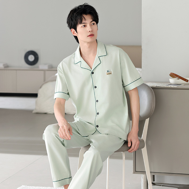Pijamas de algodón puro pantalones de manga corta de verano para hombre 2025 nuevo estilo que se puede usar afuera Traje de servicio a domicilio casual de gran tamaño de alta gama