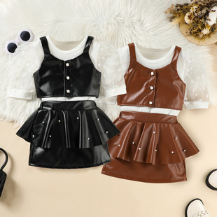 �W���r��Ůͯ���b2025�ļ��ӗl�W����PU����������ȹ������