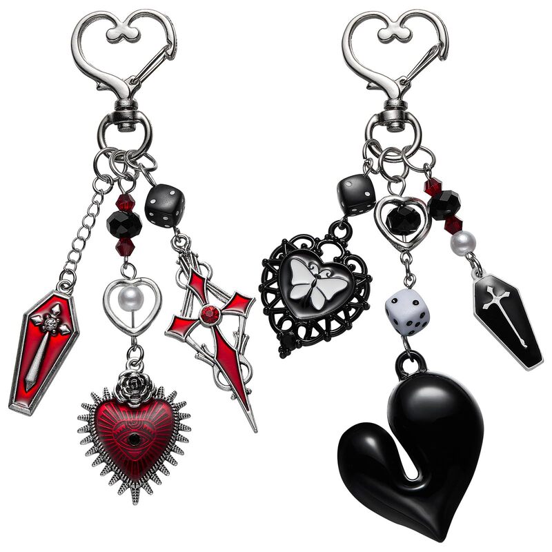 Cross-Border European and American Gothic Style Cross, Coffin, Beads, Halloween Personalized Keychain Pendant Cross-Border European and American Gothic Style Cross, Coffin, Beads, Halloween Personalized Keychain Pendant