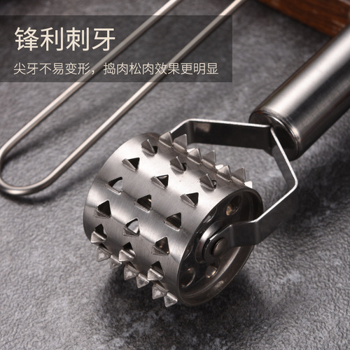 Stainless steel tenderizer hammer, tendon breaking roller, steak and pork chop fast rolling meat hammer, steak loosening hammer
