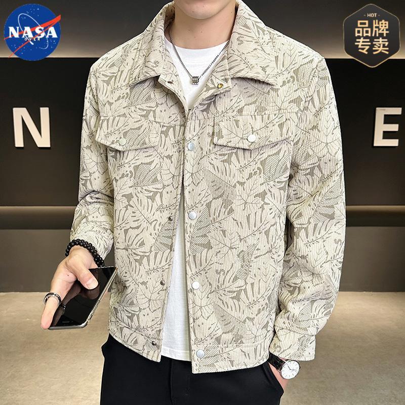 NASA品牌高质量灯芯绒夹克外套秋季宽松痞帅休闲潮牌翻领上衣男装|undefined