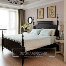 乡村复古床新古典黑色轻奢实木欧式床双人气动简约高箱收纳床