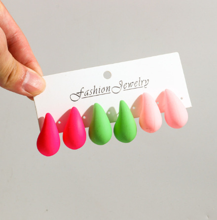 30g Weight Ear Studs Classification 3 Pairs Quantity Daily Occasion Acrylic Material Water Droplets Pattern Women's Gender Spray Paint Design IG Style, Simple Style Style 3 Pairs IG Style Simple Style Water Droplets Spray Paint Arylic Ear Studs 7