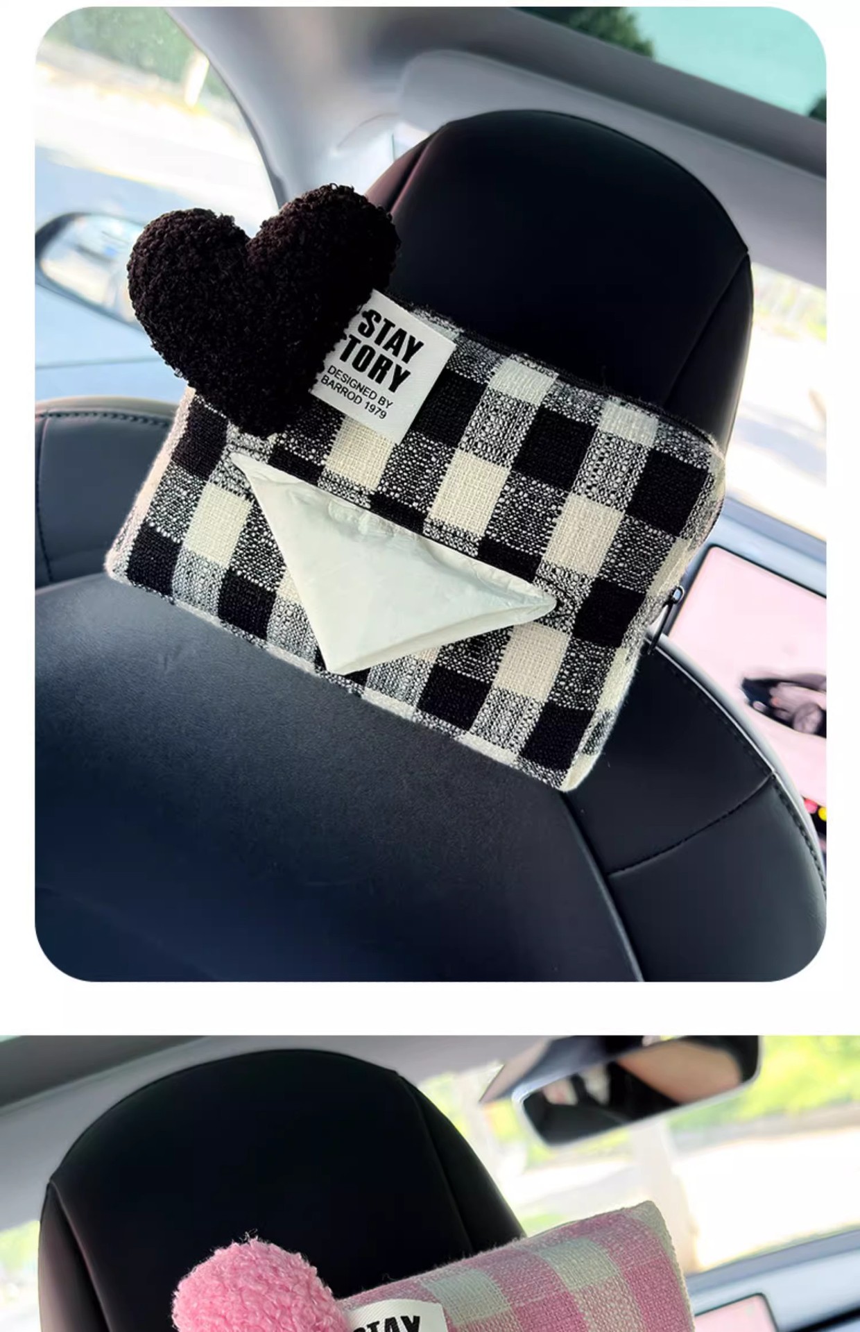 Dropshipping Car Tissue Box Back Chair Hanging Tissue Storage Box Cute Car Decoration 2025 New Style