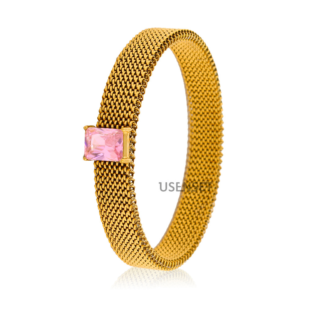 Fashion Geometric Stainless Steel Plating Zircon Bracelets 1 Piece