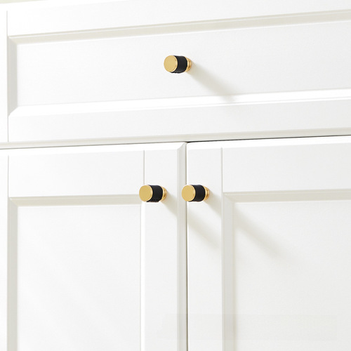 Solid brass cabinet handles from Nordic, luxury leather single-hole wardrobe cabinet drawer minimalist hardware pulls