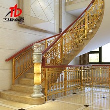 别墅铜艺不锈钢铝艺护栏楼梯扶手欧式实木扶梯栏杆