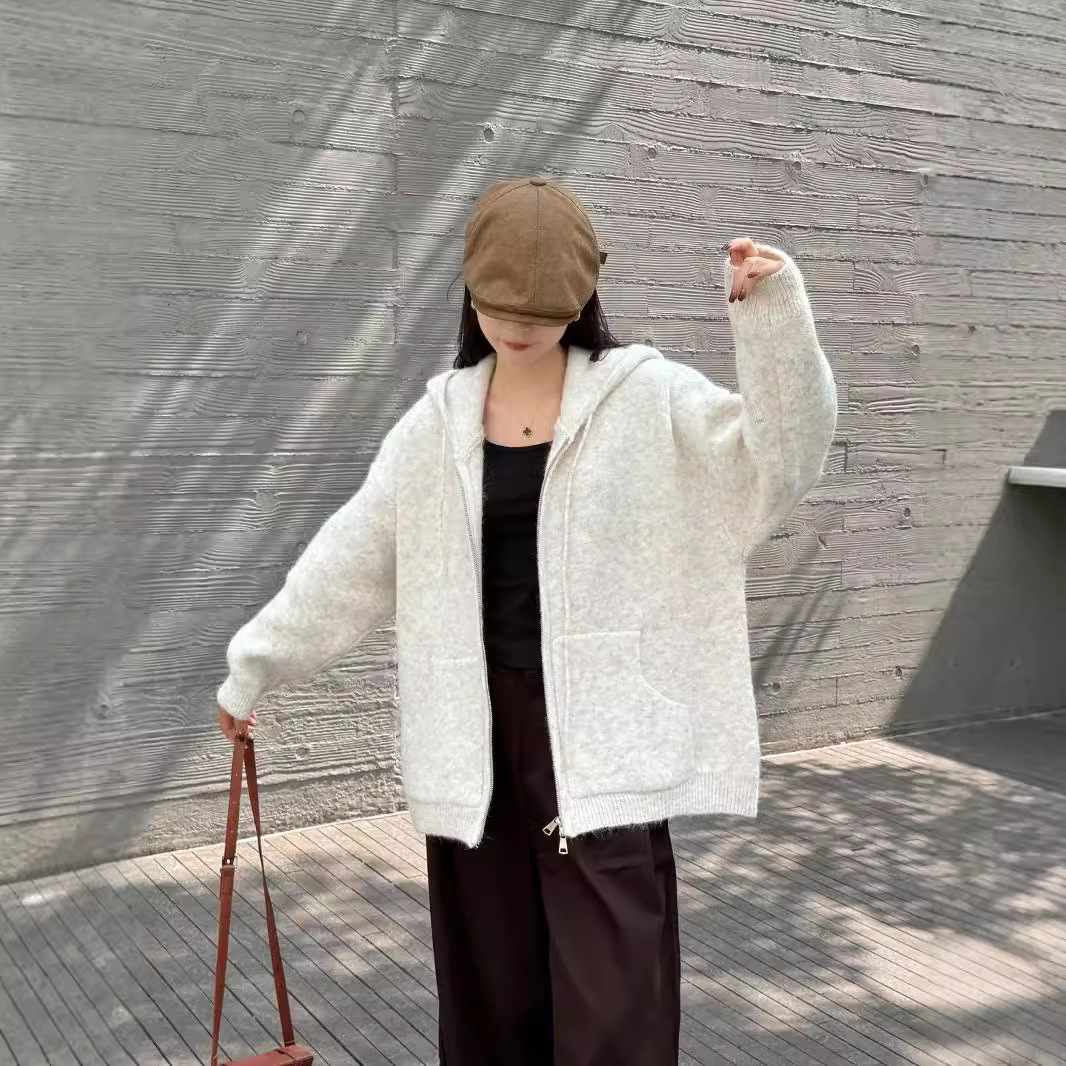 24 invierno Puyuan estilo coreano perezoso suéter gris cardigan mujeres otoño invierno alta sensación universal