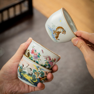 Large-size Ru Kiln Kung Fu Tea Set Tea Cup Tea Tasting Cup Ru Porcelain Soaking Tea Cup Large-capacity Master Cup Tea Cup Tea Holder Jar Cup