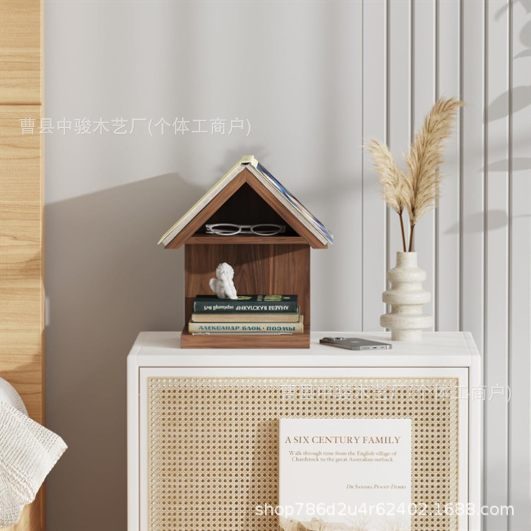 Cross-Border Household Wooden Desktop Book Storage Rack Living Room Triangle Reading Rack Solid Wood Hanging Bedside Magazine Rack