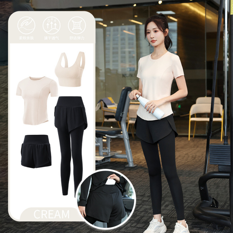 Juego de carrera para mujeres primavera y otoño principiantes de verano yoga deportivo rápido ropa seca trajes transpirables comercio exterior al por mayor