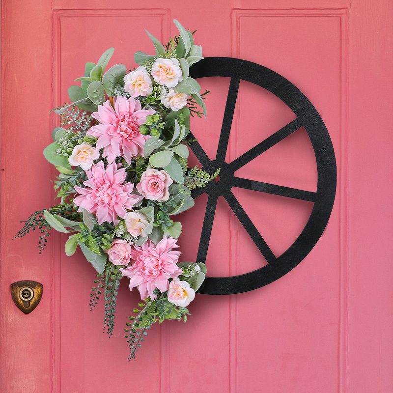 2024 primavera rueda Garland Hong Kong amor Rosa simulación guirnalda simulación planta verde al aire libre patio puerta colgando decoraciones