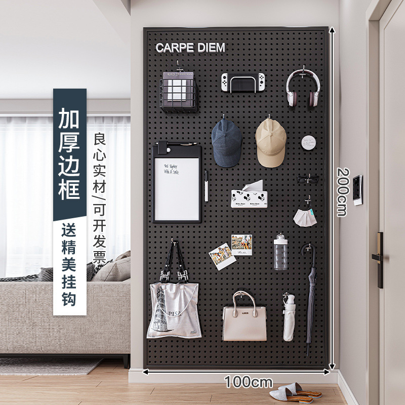 Agujero redondo agujero tablero estante de la pared de acero inoxidable de almacenamiento de la joyería herramientas de hardware tablero colgante de la pared