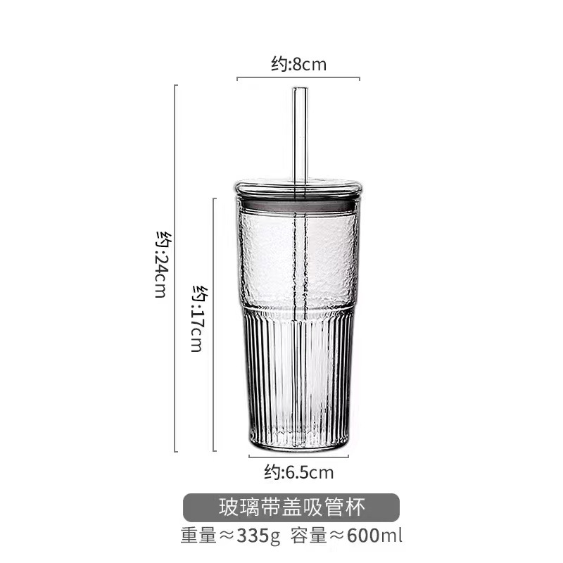Taza de paja de niña DE ALTO aspecto taza de paja de vidrio creativo con tapa taza de té de leche taza de bebida fría de gran capacidad vaso