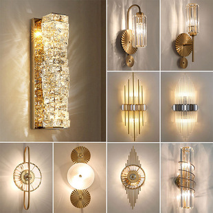 Guest Lamp Background Wall Lamp Bedroom Bedside Lamp Corridor Aisle Lamp Light Luxury Crystal Wall Lamp Crystal Lamp Smart