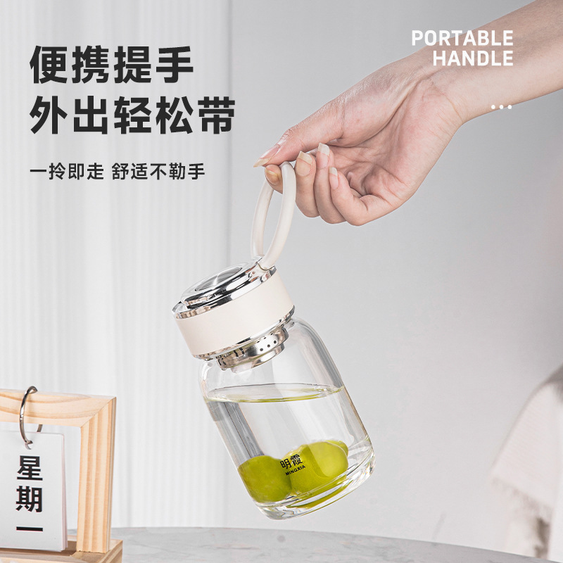 Mingxia 単層高ホウケイ酸塩 INS スタイルガラスミニティーカップホームウォーターカップハンドル付き卸売カスタマイズ|undefined