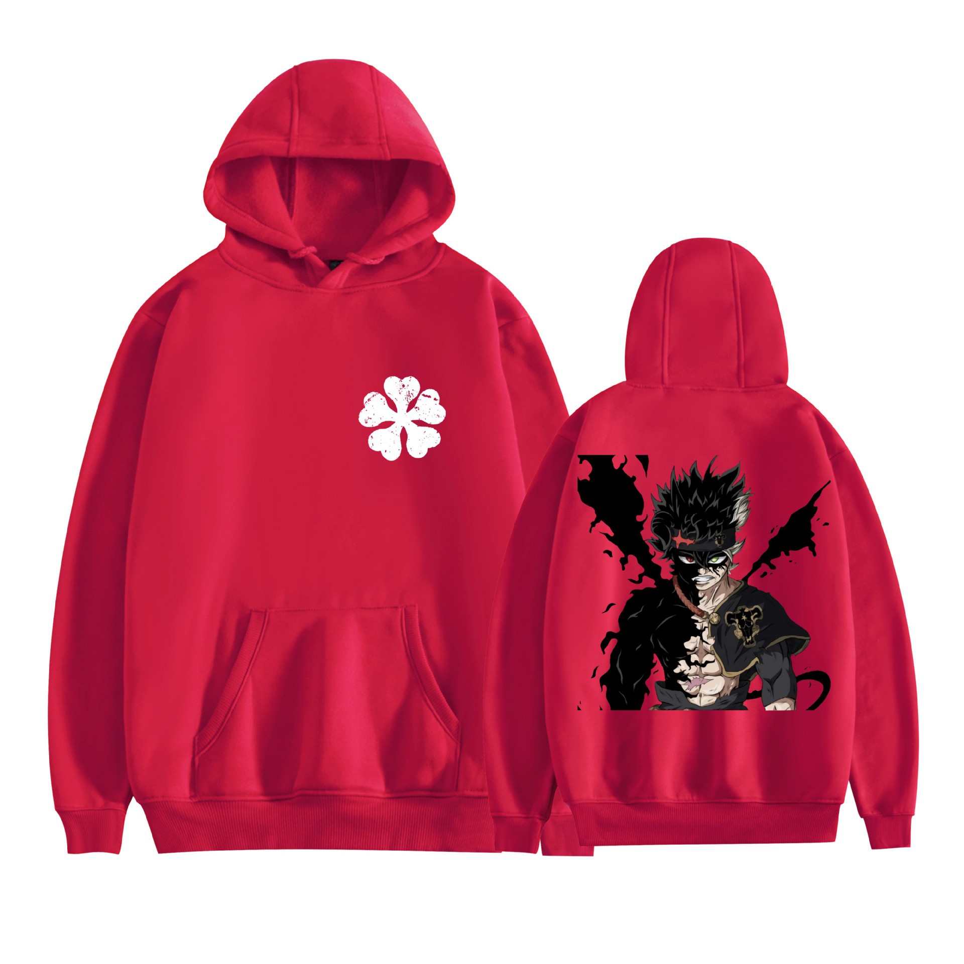 Trébol de cuatro hojas negro nuevo transfronterizo Black Clover animación periféricos hombres y mujeres suéter con capucha suelto casual