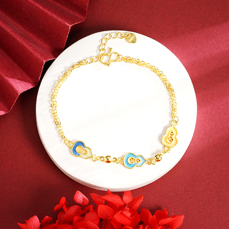 Antiguo método de Vietnam Sha Jin nuevo chino esmalte pulsera calabaza temperamento universal estilo étnico femenino no se desvanece joyas