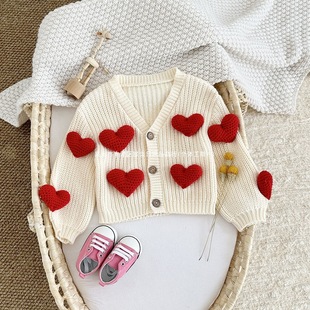 Girls Baby Baby Sweater Cardigan Autumn and Winter New Top Jacket Western Style Gentle Knitwear Girl