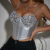 product - wholesale Trendy Fashionable Sequ Night Club Steel Ring Boning Corset Slim Fit Cropped Backless Sexy Vest - Silver