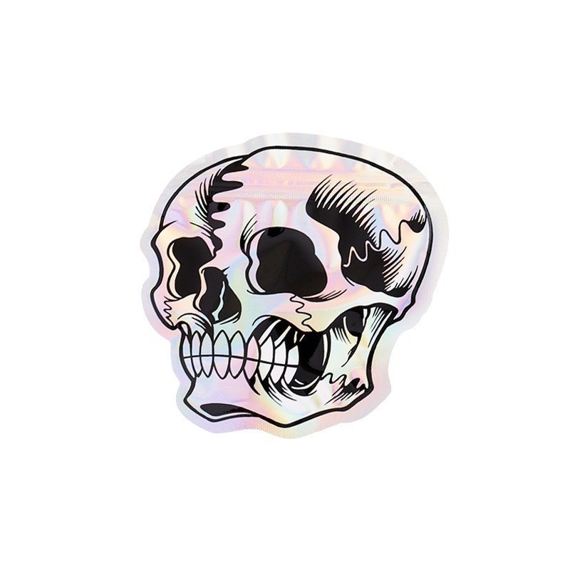 跨境新品骷髅头自封袋镭射阴阳平底饰品数码产品收纳包装袋批发