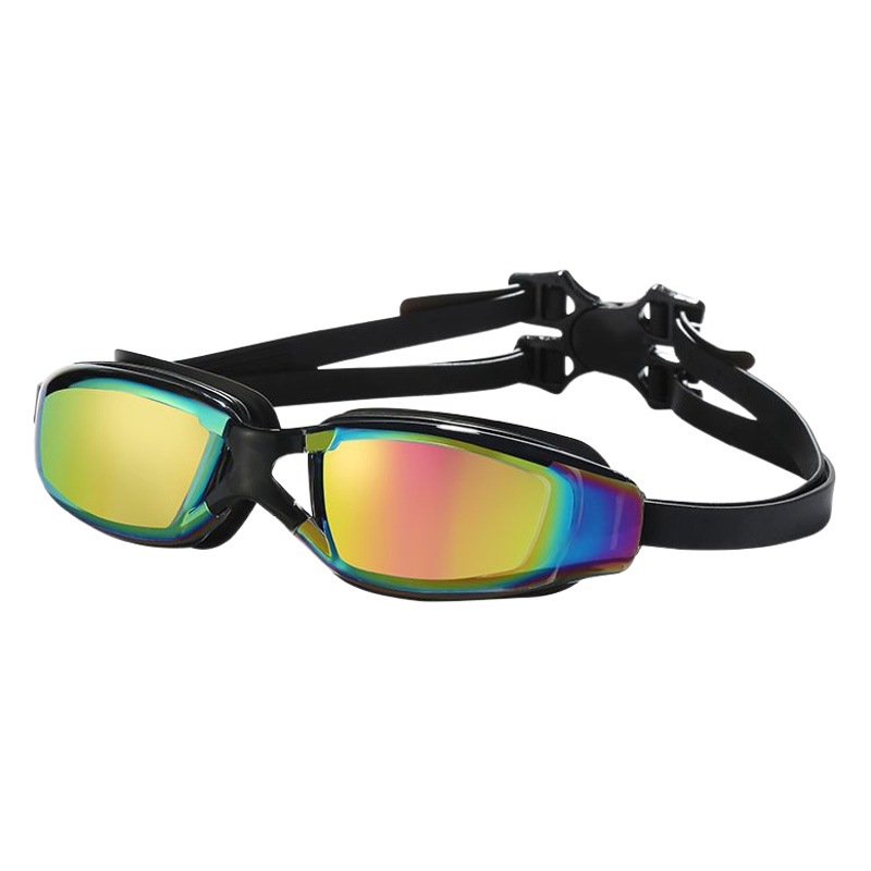 Gafas de Natación de Marco Grande para Adultos de PC y Silicona Galvanizado Antivaho Impermeable