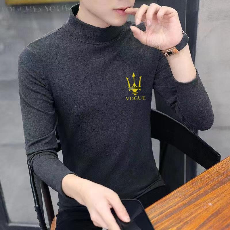 秋冬の両面の徳絨毛の男性の半丸襟の高襟の底のシャツと長袖のtシャツの中で襟の中で体のシャツを掛けます。|undefined