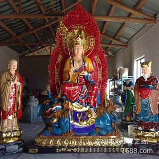 玻璃钢树脂地藏王佛像 彩绘神像佛像源头厂 坐谛听地藏菩萨佛像