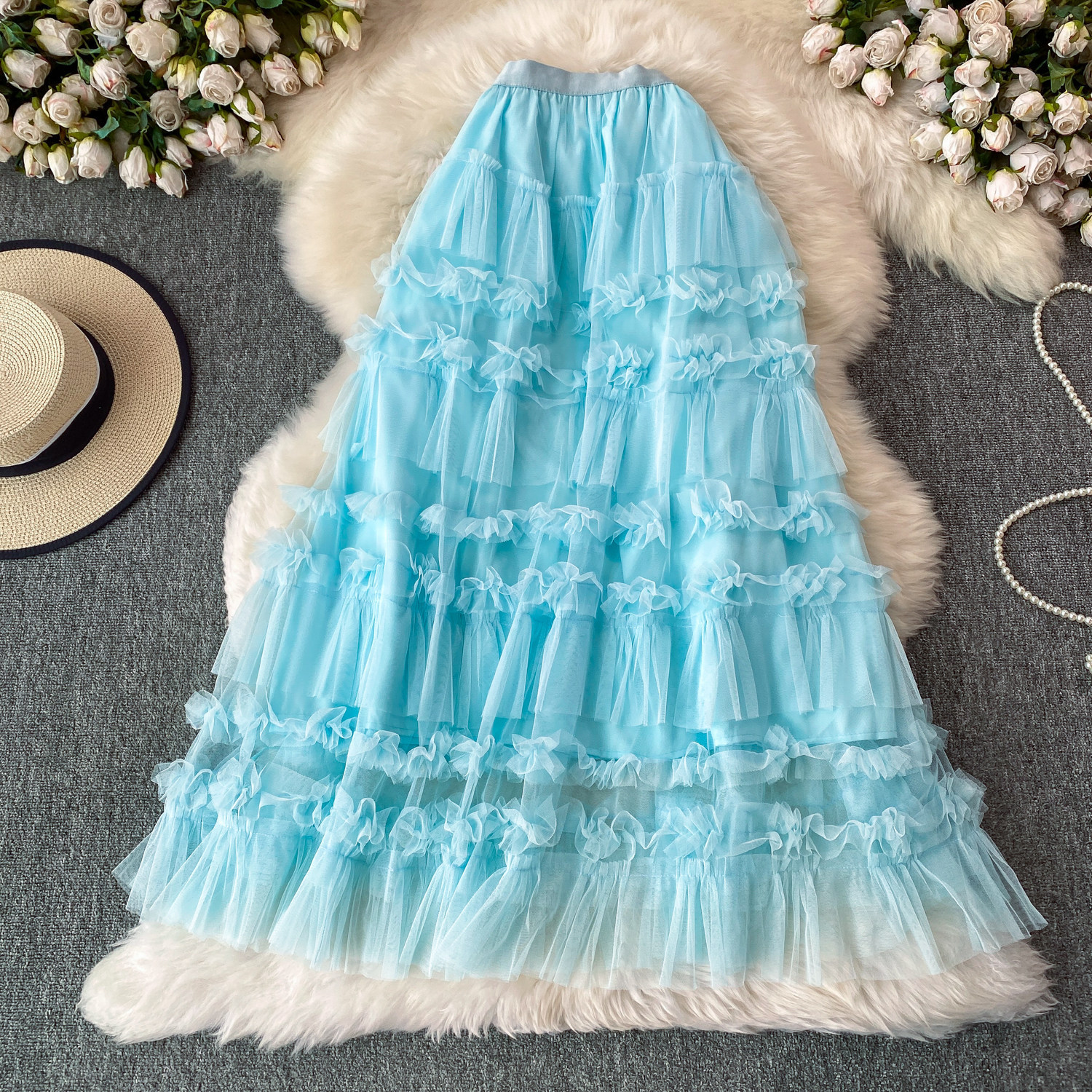 Ethereal Cake Skirt For Women Sweet Bow Mesh Puffy Ruffle Skirt Youthful And Gentle Style New_ecoleips.com