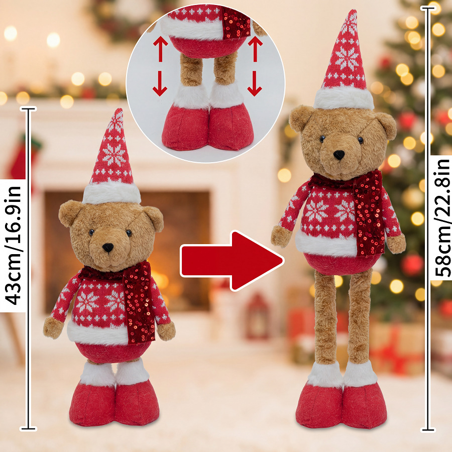 Muñeco Telescópico Navideño de Tela Decorativo para Navidad