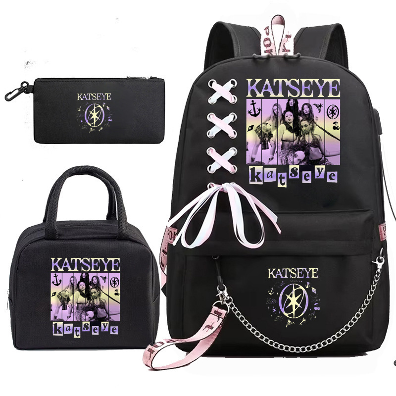 Katseye Music pencil case, lunch bag, and backpack – a three-piece set, a popular school bag for middle school students, a bestseller on Amazon, 1219