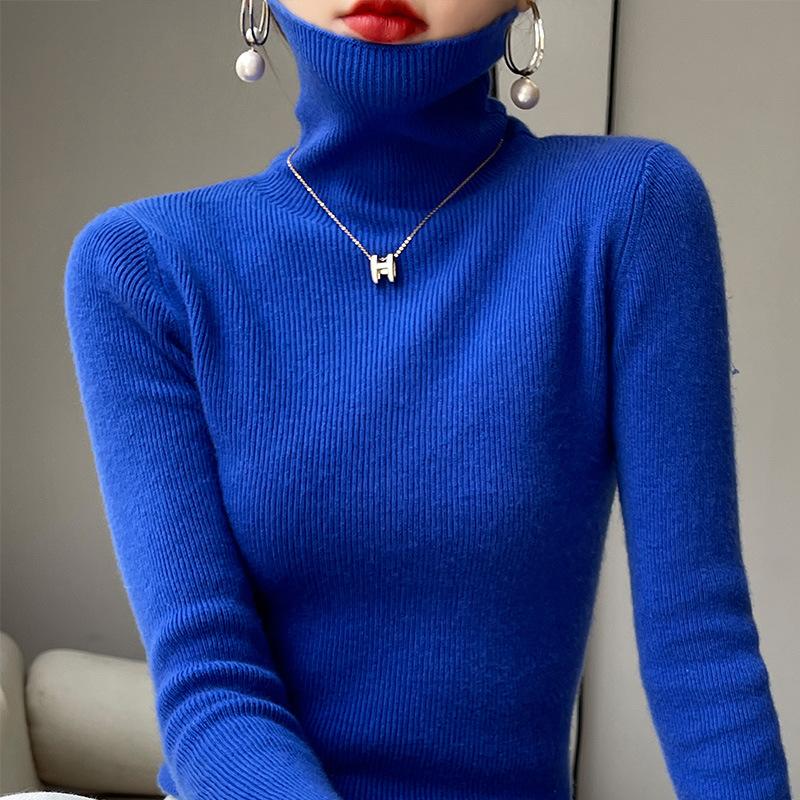 加厚纯色针织衫2024秋冬季新款长袖高领修紧身套头打底毛衣女批发