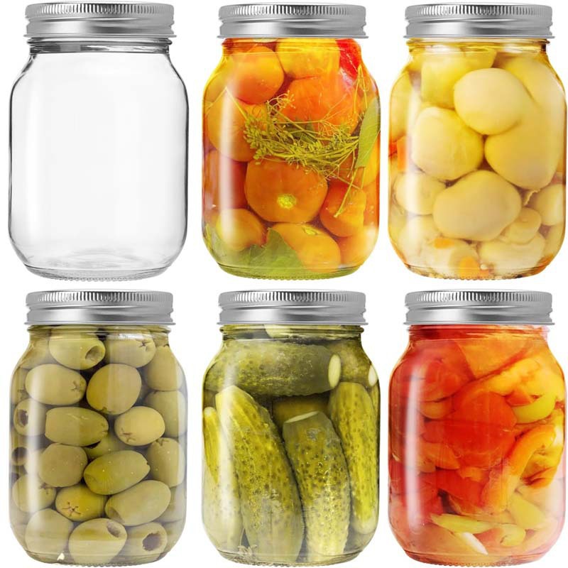 跨境热销500ml玻璃梅森瓶透明水果沙拉罐头瓶发酵蔬菜腌制密封罐