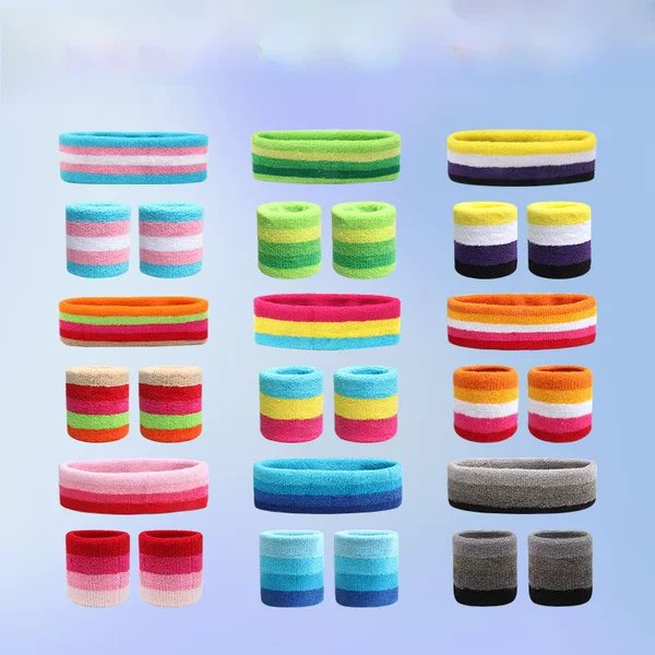 Sports sweat-absorbent terry cotton wrist band suit sweat-wiping basketball running sweat-guiding wrist band hair band