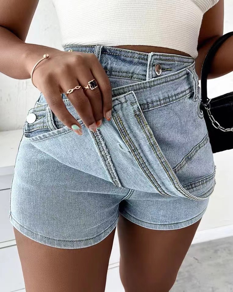 Women's High Waist A-line Denim Skort Summer Casual Wide Leg_voghion.com