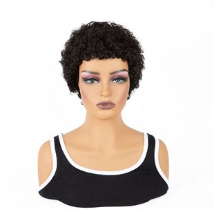 African Curly Afro Pixie Short Curly Hair Real Human Hair Natural Hair Machine-Woven Full Wig