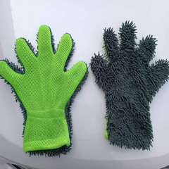 Cross-border new model chenille five-finger cleaning gloves car wash foam car wipe bear paw beauty care wholesale