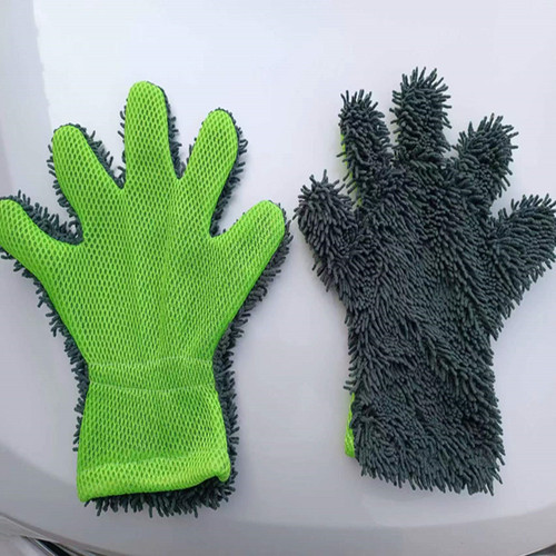 Cross-border new model chenille five-finger cleaning gloves car wash foam car wipe bear paw beauty care wholesale
