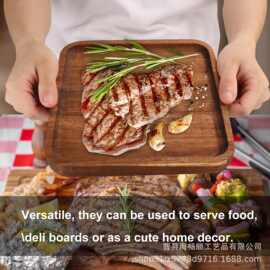 木质餐用方形托盘西餐牛排盘餐厅上菜盘点心水果餐盘家用点心盘