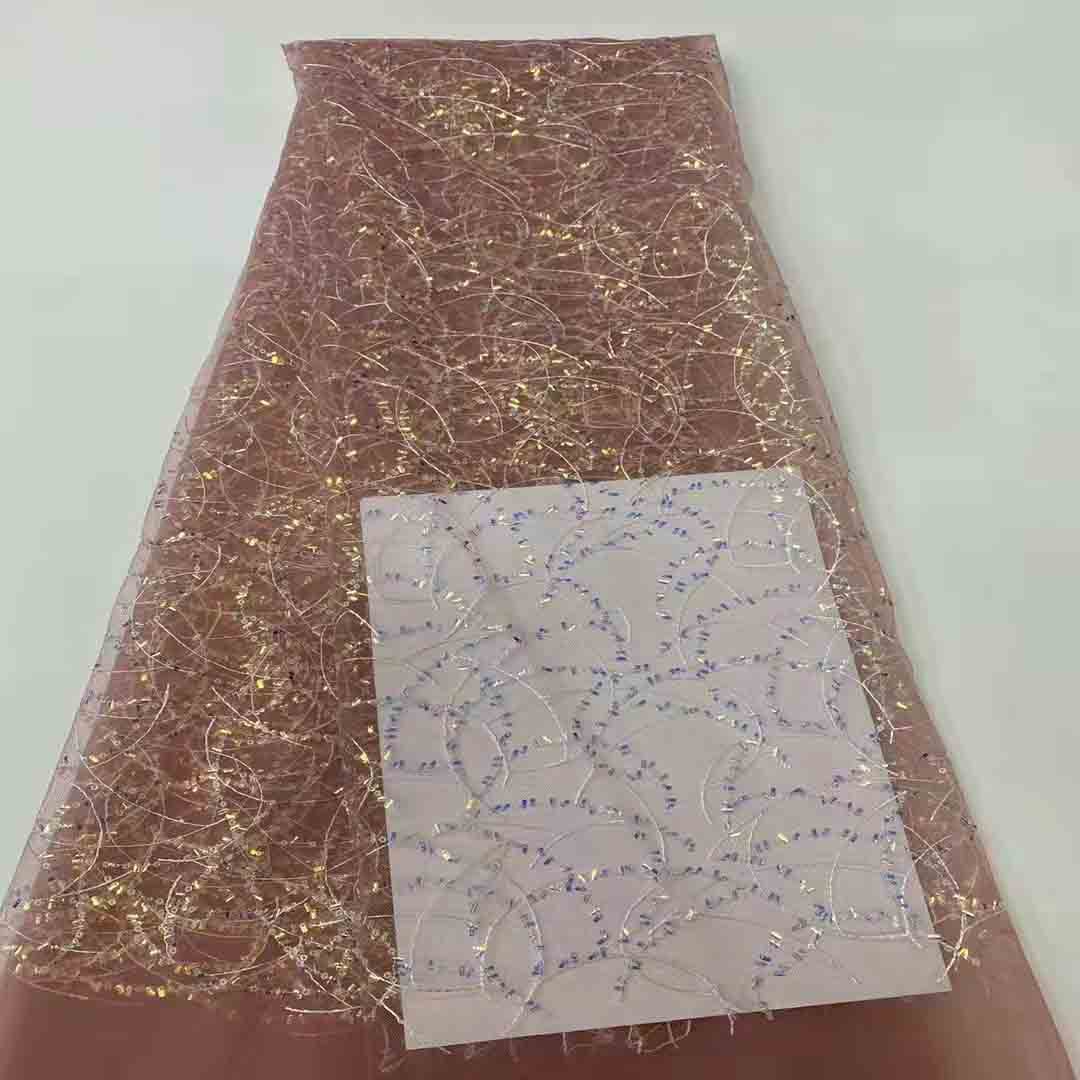 Comercio exterior nuevo lentejuelas de poliéster bordado de tela de encaje vestido de novia vestido de escenario cheongsam bordado de tela JX1831 image 7