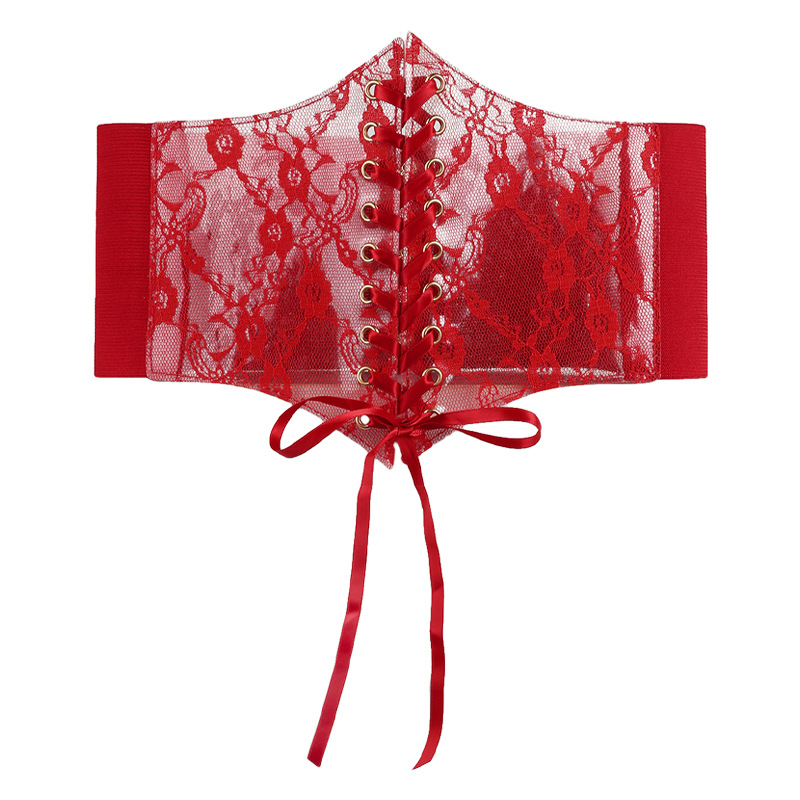 Cinturón de cintura de encaje ancho de moda para mujer vestido de todo fósforo cinturón decorativo superior cinturón de cintura elástico retráctil