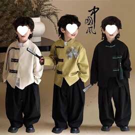 26新中式童装国潮男童唐装外套春秋季新款儿童汉服中国风帅气套装