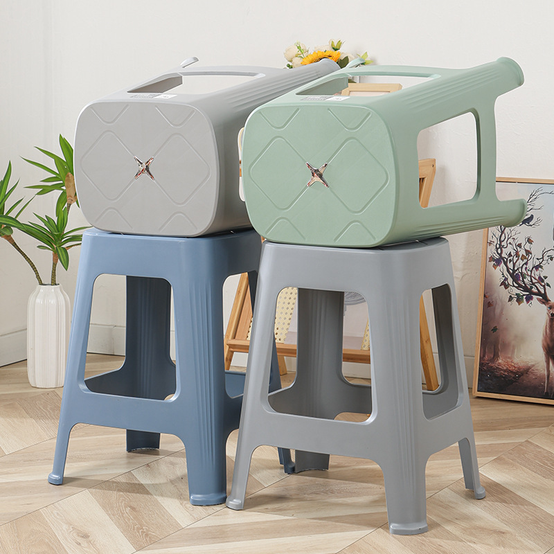 Thickened Plastic Stools for Adults, Non-Slip Plastic High Stools, Children's Square Stools, Dining Chairs, Customizable Logo, High Stool Manufacturers Wholesale
