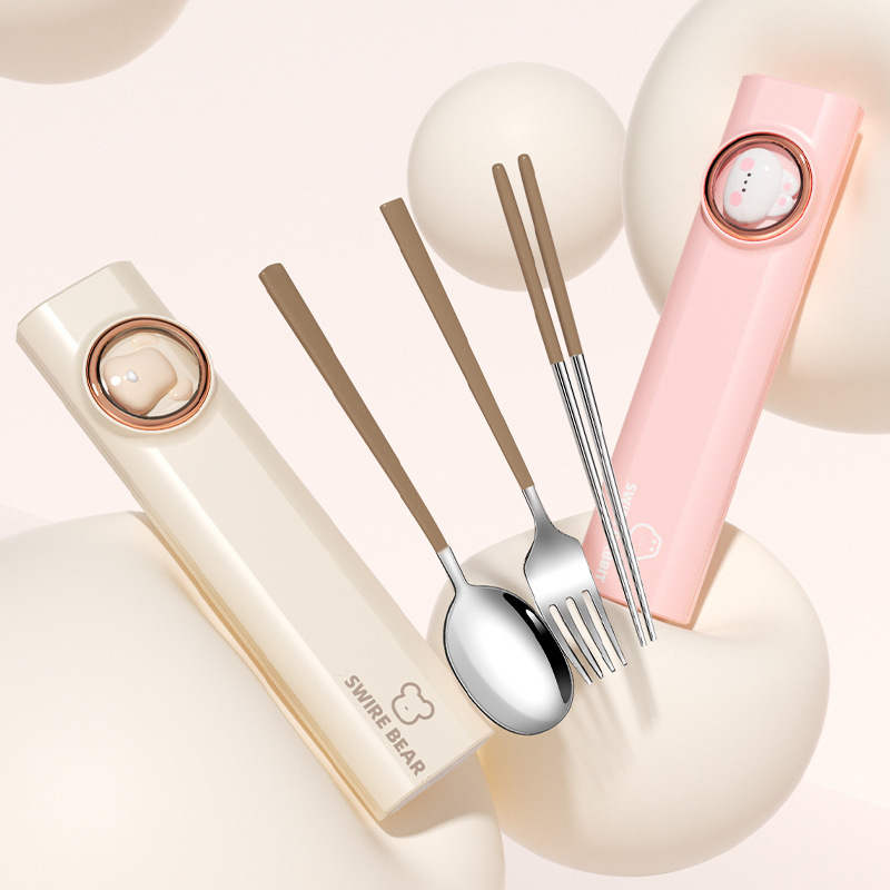 316 stainless steel chopsticks spoon portable box tableware suit primary school student storage single child for one person