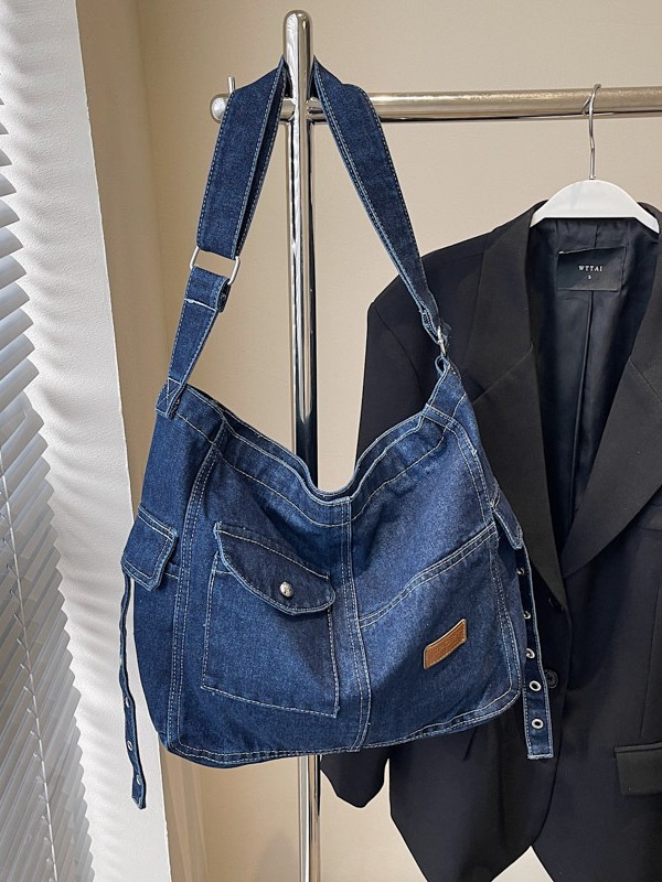 Bolso de mezclilla Tote para mujer 2025 nuevo y práctico bolso de hombro de cercanías bolso de mensajero retro de mezclilla de gran capacidad
