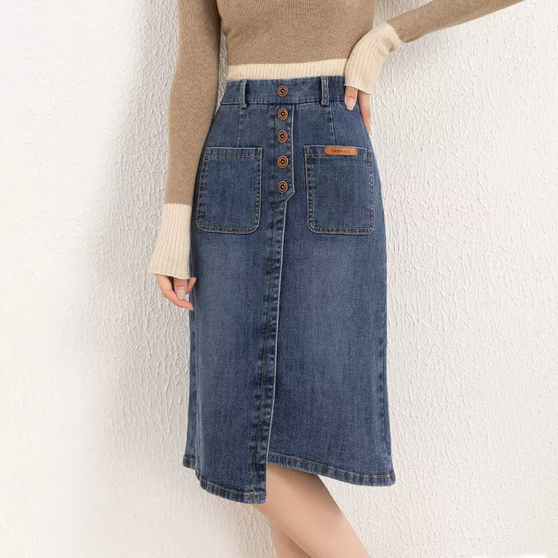 如果清仓2025年夏季大码宽松A字裙韩版休闲七分牛仔半身裙女8030