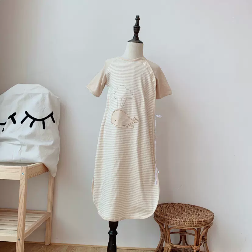 宝宝天然彩棉睡袋婴儿家居睡衣保暖家居服睡裙护肚神器