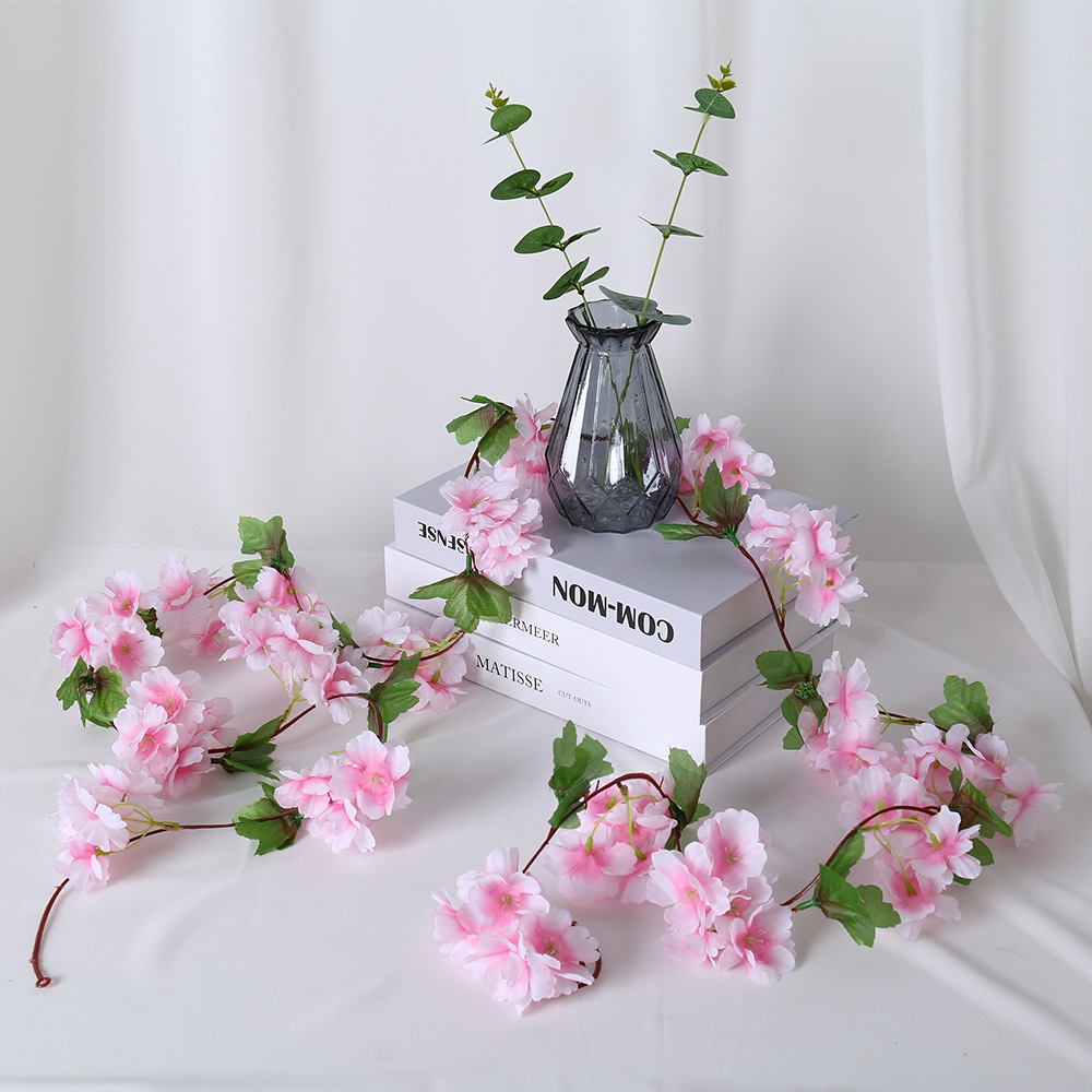 18 diadema hoja flor de cerezo ratán flor artificial boda hogar tubería techo barandilla decoración pétalos accesorios flor de seda