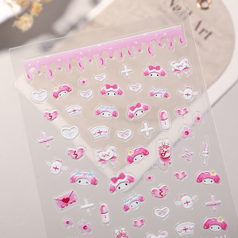 可爱美乐蒂美甲贴纸5D浮雕立体美乐蒂皮亚诺diy指甲贴纸饰品 SL款|undefined